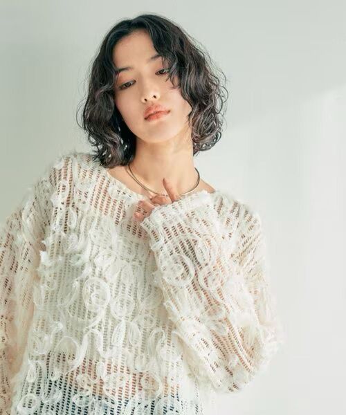 【新品】LEPSIM(レプシィム)ニュアンス柄レーシープルオーバー オフホワイト