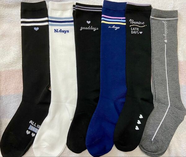 【新品☆19-24㎝】女の子用 ハイソックス 靴下 6足セット 通学用 リボン スクールハイソックス ハイソックス