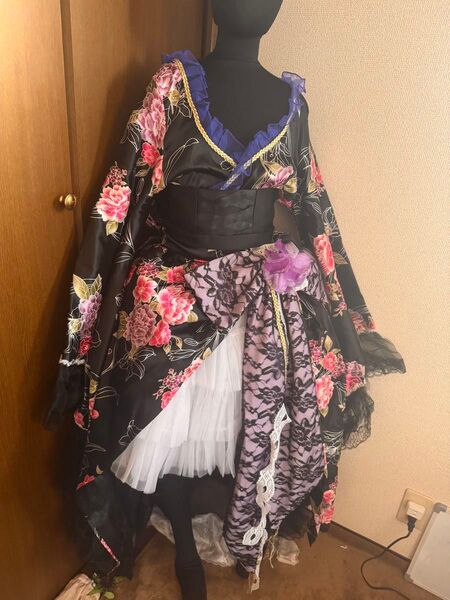パープル 花魁風 ドレス フリーサイズ コスプレ おまけ付き