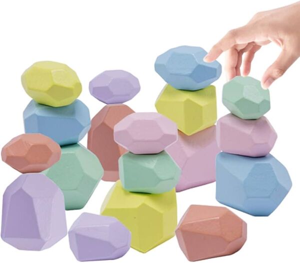 積み木 ブロック 18個 キャンデー系 カラフル 木製 知育玩具