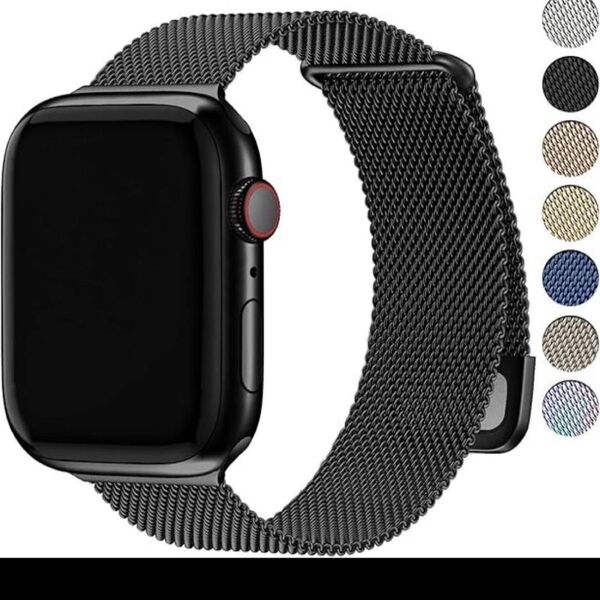 Apple Watch バンド ミラネーゼループ ブラック 42/44/45mm シンプルバンド
