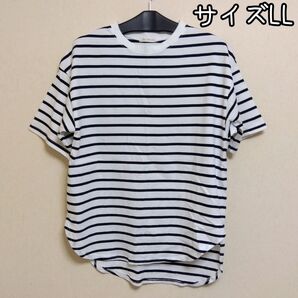 白×黒 ボーダーカットソー サイズLL