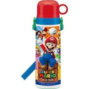 スーパーマリオ 超軽量コンパクト コップ付きステンレスボトル水筒 570ml