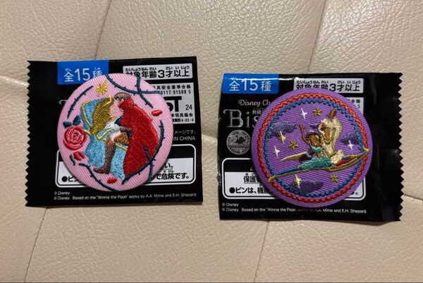 ディズニー 刺繍缶バッジビスケット 眠れる森の美女 アラジン