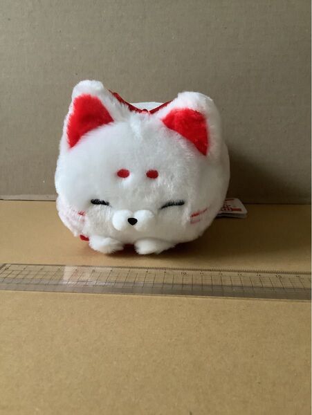 白キツネ ぬいぐるみ マスコット 幸運 縁起物