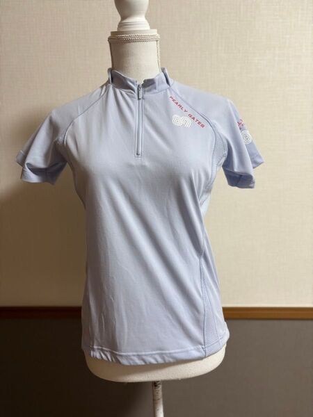 美品 パーリーゲイツ 綺麗色ハーフジップ半袖シャツ