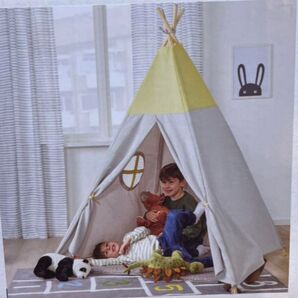 IKEAキッズテント グレー×イエロー