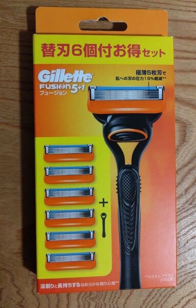【パッケージにダメージ有り】ジレット フュージョン ホルダー 替刃6コ付お得セット 新品未使用未開封 純正品