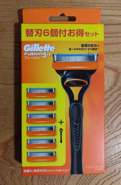 【パッケージにダメージ有り】ジレット フュージョン ホルダー 替刃6コ付お得セット 新品未使用未開封 純正品