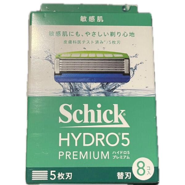 Schick ハイドロ5 プレミアム 敏感肌用 5枚刃 替刃 8個入 ×1個。