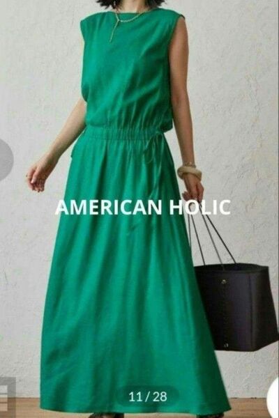 AMERICAN HOLIC アメリカンホリックリネンブレンドサイドリボンワンピース