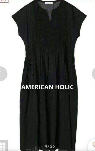 AMERICAN HOLIC アメリカンホリックフロント刺繍フレンチスリーブワンピース