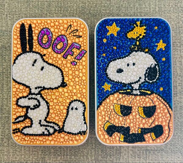 美品 スヌーピー 希少 キラキラ缶 スライド缶 ハロウィン2セット スパークスカン シーズン前の格安出品