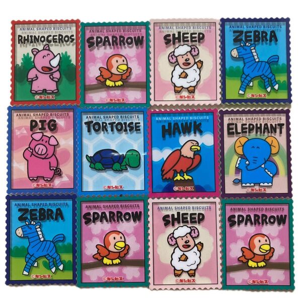 ☆新品☆たべっ子どうぶつ アクリルステッカー 12個セット