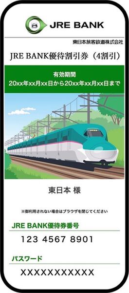 匿名【3枚セット】JRE BANK 優待割引券(4割引)JR東日本 新幹線 優待券 即決