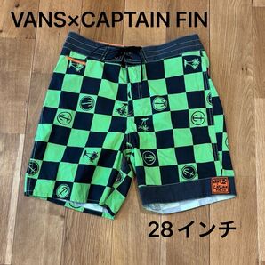 VANS×CAPTAIN FIN 水着 スイムショーツ 28インチ グリーン×ブラック