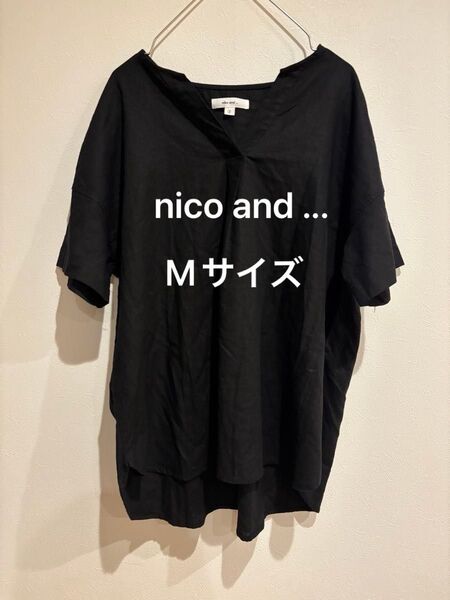 niko and... トップス ブラック ニコアンド リネン混スキッパーシャツ M サイズ表記3 ゆったりシルエット リネン