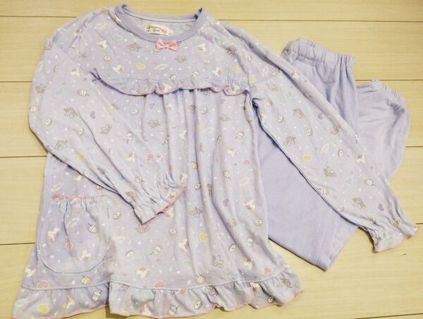 長袖パジャマ 150 ユニコーン 上下セット ラベンダー パープル 紫 女の子 ガールズ 長ズボン
