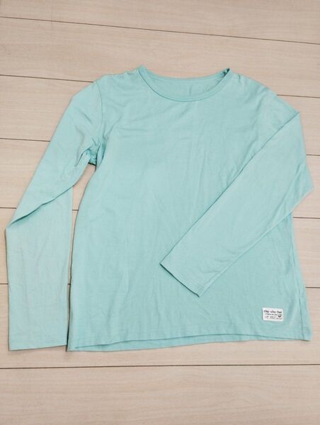 ロンT 170 長袖 水色 ブルー グリーン キッズ 無地 女の子 男の子 ガールズ ボーイズ Tシャツ 無地