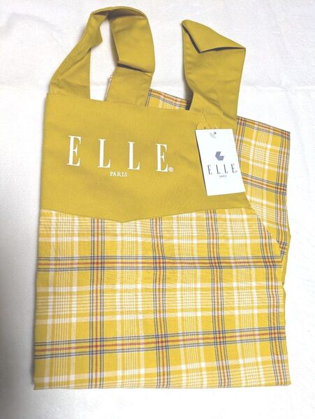 新品タグ付き【 ELLE PARIS 】ロゴ付きエプロン チェック 柄 母の日 プレゼント