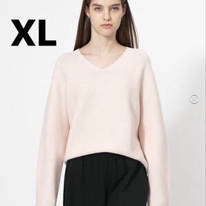 ユニクロ 3DコットンリラックスVネックセーター 10 PINK XL