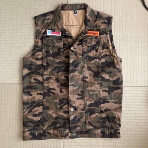 迷彩柄ベスト XXLサイズ メンズ カモフラ アーミー ミリタリー 古着