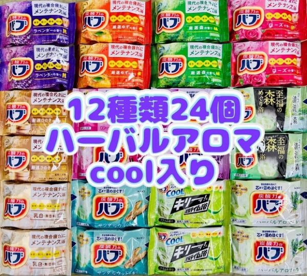 ①H24 定番 入浴剤 花王バブ 12種類24個 にごり湯kao 炭酸力 数量限定 cool