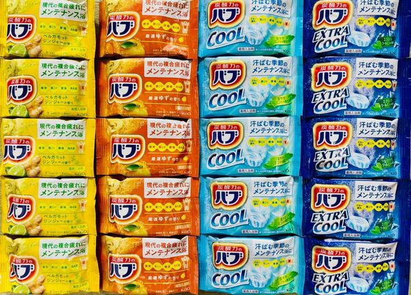①温&涼 定番 入浴剤 花王バブ 4種類20個 色付き透明湯 kao 炭酸力 cool 柑橘系