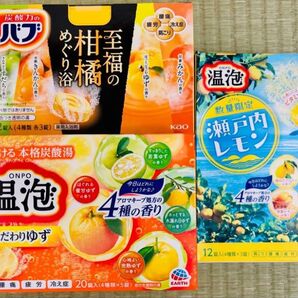 ③柑橘系 入浴剤 花王バブ kao 至福の柑橘めぐり浴 温泡 こだわりゆず アース製薬 cool 瀬戸内レモン12種類24個