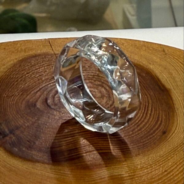 厳選 ガネッシュヒマール産ヒマラヤ水晶 くりぬきリング14号 手作り カット