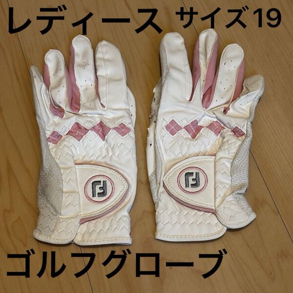 レディース FootJoy ゴルフグローブ サイズ19 ピンク 白