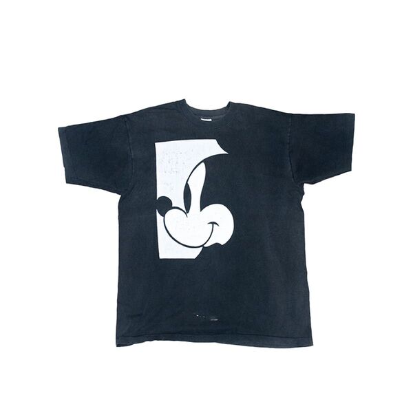 90s USA製 Mickey &Co プリント Tシャツ ブラック フェード Tシャツ ムービー 半袖Tシャツ