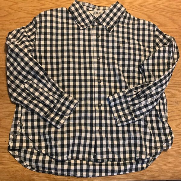 ★まとめ買いがお得★《F.O.U》キッズ 白黒チェックシャツ 110cm 綿100%