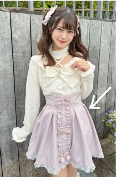 新品タグ付き 未着用 眞白ありす しまむら ビジュー付き スカート パープル M 量産型 地雷 ガーリー