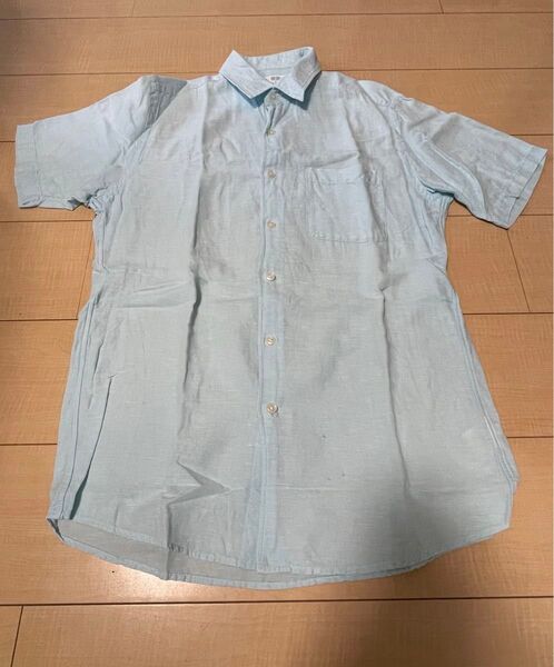 ユニクロ メンズシャツ ライトブルー 半袖 UNIQLO Mサイズ