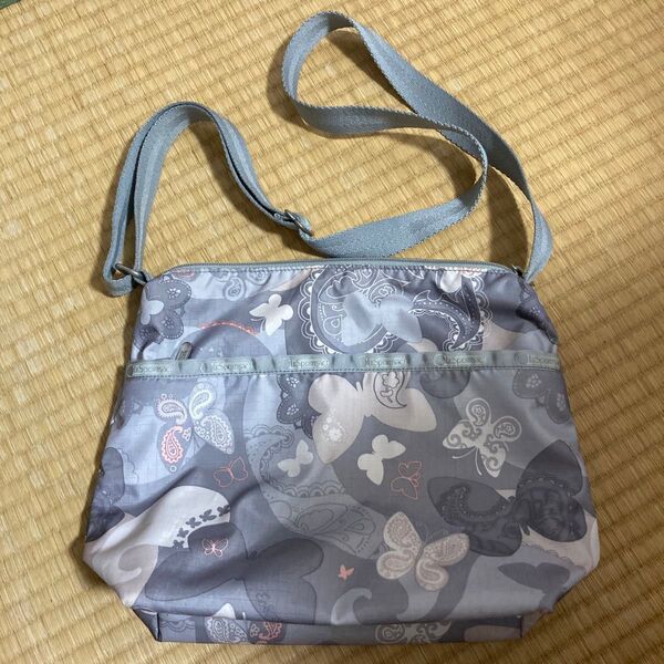 レスポートサック ショルダーバッグ バタフライ柄 グレー