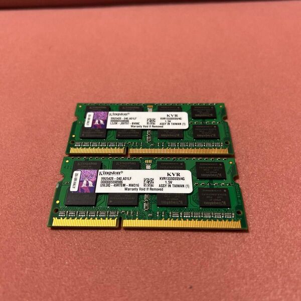Kingston ノートPC用メモリ 2枚セット 4GB DDR3