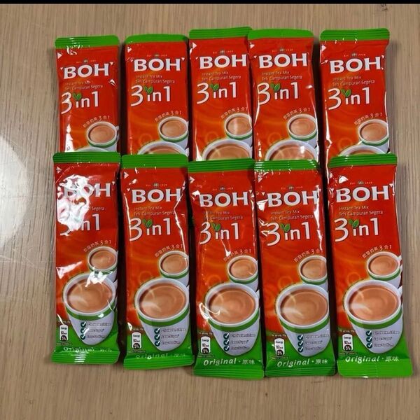 マレーシアの土産 BOH 3in1 インスタントティーミックス Original風味 10袋 まとめ売り アイス&ホット
