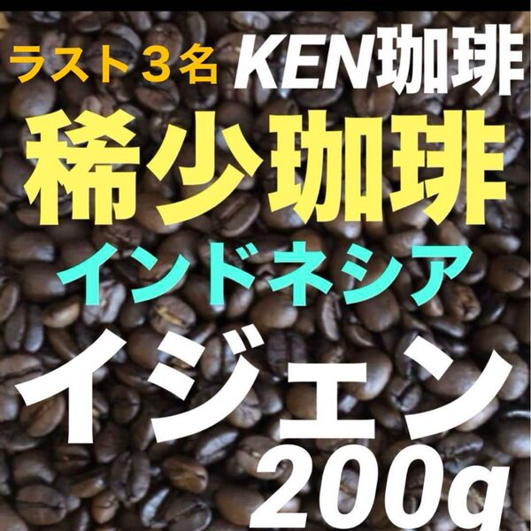ラスト3名様 稀少珈琲 イジェン(ナチュラル) インドネシア産 200g 注文後焙煎 数量限定