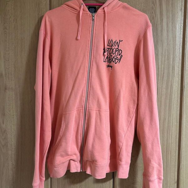 stussy STUSSY ストゥーシー パーカー ジップアップパーカー L サーモンピンク 春 夏 秋