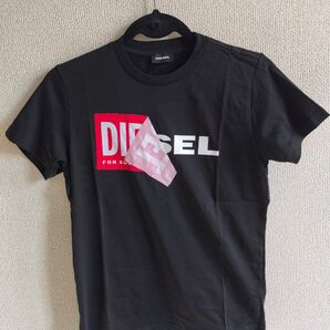 新品未使用12Y DIESEL ロゴ ブラック T-SHIRT T-DIEGO-QAT ディーゼル シャツ 150cm相当 タグ付