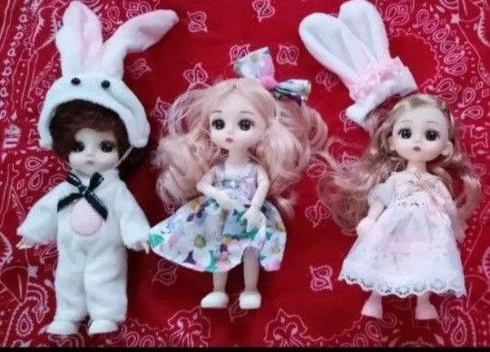 追跡送料込みプリンセス可動式 ミニモリー女の子人形 (高さ16〜17cm)、着せ替え可能な可愛いドール3個 寝室のインテリアに最適
