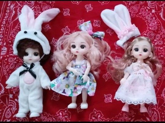 追跡送料込みプリンセス可動式 ミニモリー女の子人形 (高さ16〜17cm)、着せ替え可能な可愛いドール3個 寝室のインテリアに最適