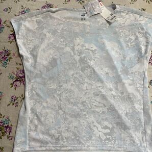 woman UNIQLO REI NAKANISHI ドライEX プリントクルーネック半袖 Tシャツ M GRAY トップス
