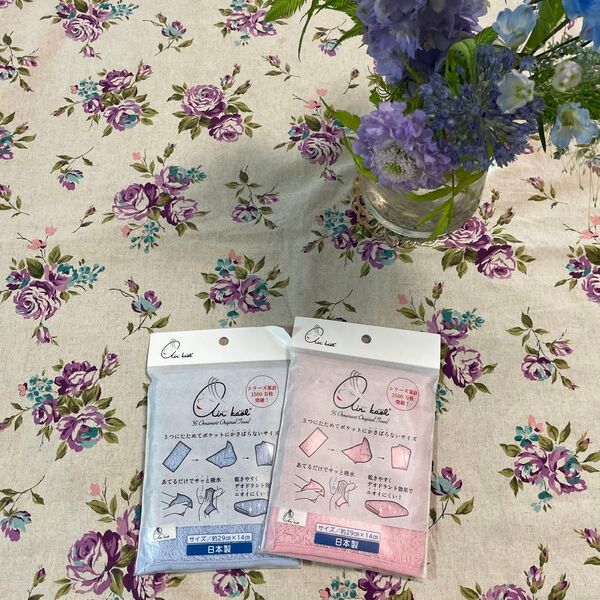 airkaol タオルハンカチ 2枚セット ピンク&ブルー 日本製 今治工場生産 エアーかおる