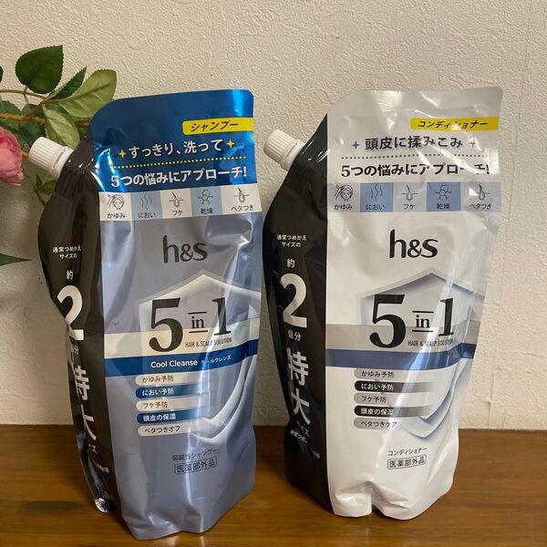 h&s 5in1 クールクレンズシャンプー 詰め替え 用 560g×1個 +コンディショナー 詰め替え 560g×1個