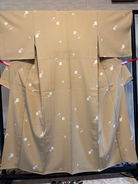 単衣・小紋(正絹)花鳥【未使用】身丈159cm K-132