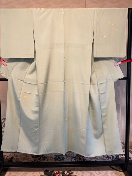 単衣の訪問着(正絹・未使用・一つ紋)霞文 金彩 身丈149.5cm K-192