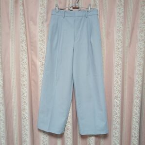 【未着用】UNIQLO ユニクロ タックワイドパンツツータック 補正有 M ブルー