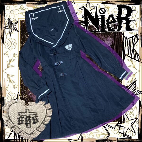nier clothing/ニーアクロージング/セーラーワンピース/コート/地雷系/パンクロック/黒白/ブラック/長袖/アウター?